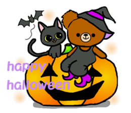 Autumn of a bear and Halloween sticker sticker #7681346