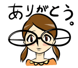 Japanese glasses girl sticker #7683147