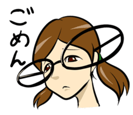 Japanese glasses girl sticker #7683148