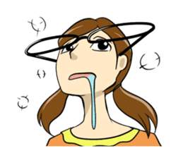 Japanese glasses girl sticker #7683155