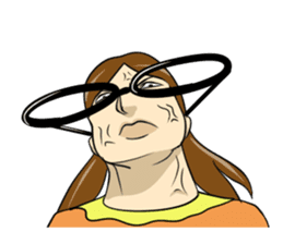 Japanese glasses girl sticker #7683162