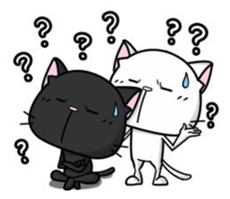 White cat and black cat 2 sticker #7692022