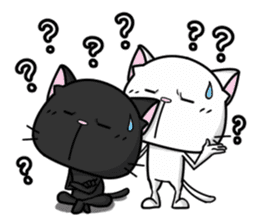 White cat and black cat 2 sticker #7692022
