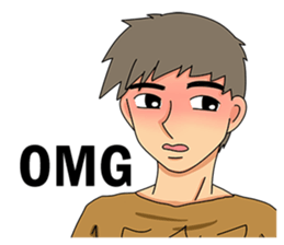 A shy boy(English) sticker #7693813