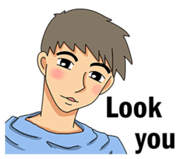 A shy boy(English) sticker #7693814