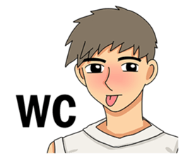 A shy boy(English) sticker #7693816