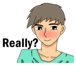 A shy boy(English) sticker #7693834