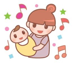 Cute baby and child-rearing mama sticker #7694348