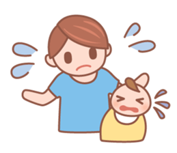 Cute baby and child-rearing mama sticker #7694353