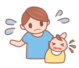 Cute baby and child-rearing mama sticker #7694353