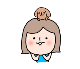 Cute girl and doggy 2 sticker #7715828