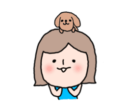 Cute girl and doggy 2 sticker #7715828