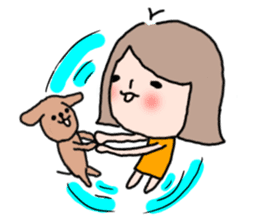 Cute girl and doggy 2 sticker #7715844