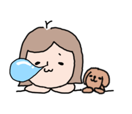 Cute girl and doggy 2 sticker #7715847