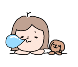 Cute girl and doggy 2 sticker #7715847