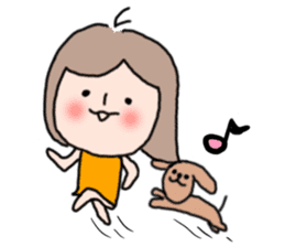 Cute girl and doggy 2 sticker #7715863