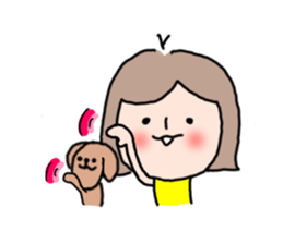 Cute girl and doggy 3 sticker #7715949