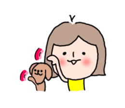 Cute girl and doggy 3 sticker #7715949