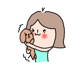Cute girl and doggy 3 sticker #7715961