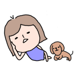 Cute girl and doggy 3 sticker #7715965