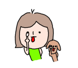 Cute girl and doggy 3 sticker #7715966