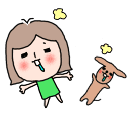 Cute girl and doggy 3 sticker #7715976