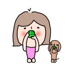 Cute girl and doggy 3 sticker #7715981