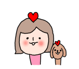 Cute girl and doggy 3 sticker #7715987