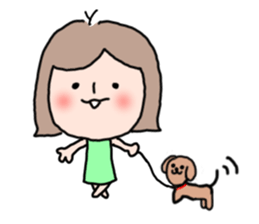 Cute girl and doggy sticker #7716083