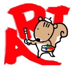 Genius squirrel painter  autumn sticker #7724068