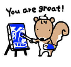 Genius squirrel painter  autumn sticker #7724079
