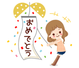 Big letter stamp of the girl sticker #7727024