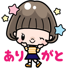 Cute girl with bobbed hair (Japanese)