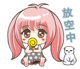 Girl with a small rabbit natural to stay sticker #7740794