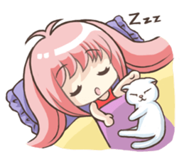 Girl with a small rabbit natural to stay sticker #7740799