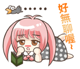 Girl with a small rabbit natural to stay sticker #7740823