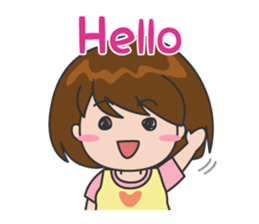 Cheerful cute girl English sticker #7743828