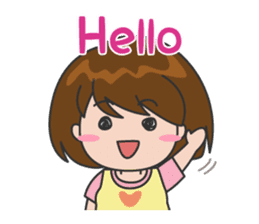 Cheerful cute girl English sticker #7743828