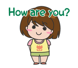 Cheerful cute girl English sticker #7743831