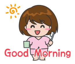 Cheerful cute girl English sticker #7743832