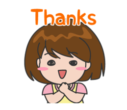 Cheerful cute girl English sticker #7743834