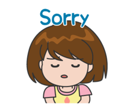 Cheerful cute girl English sticker #7743835