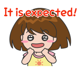 Cheerful cute girl English sticker #7743840