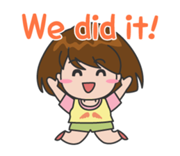Cheerful cute girl English sticker #7743841