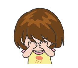 Cheerful cute girl English sticker #7743845