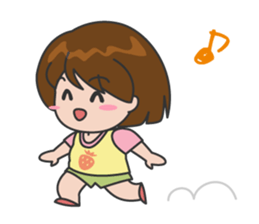 Cheerful cute girl English sticker #7743846