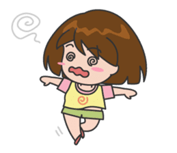 Cheerful cute girl English sticker #7743849