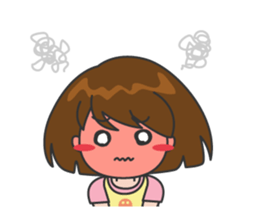 Cheerful cute girl English sticker #7743850