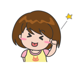 Cheerful cute girl English sticker #7743851