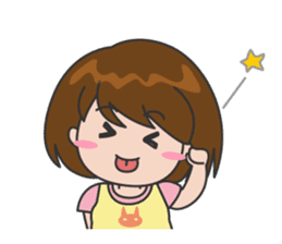 Cheerful cute girl English sticker #7743851
